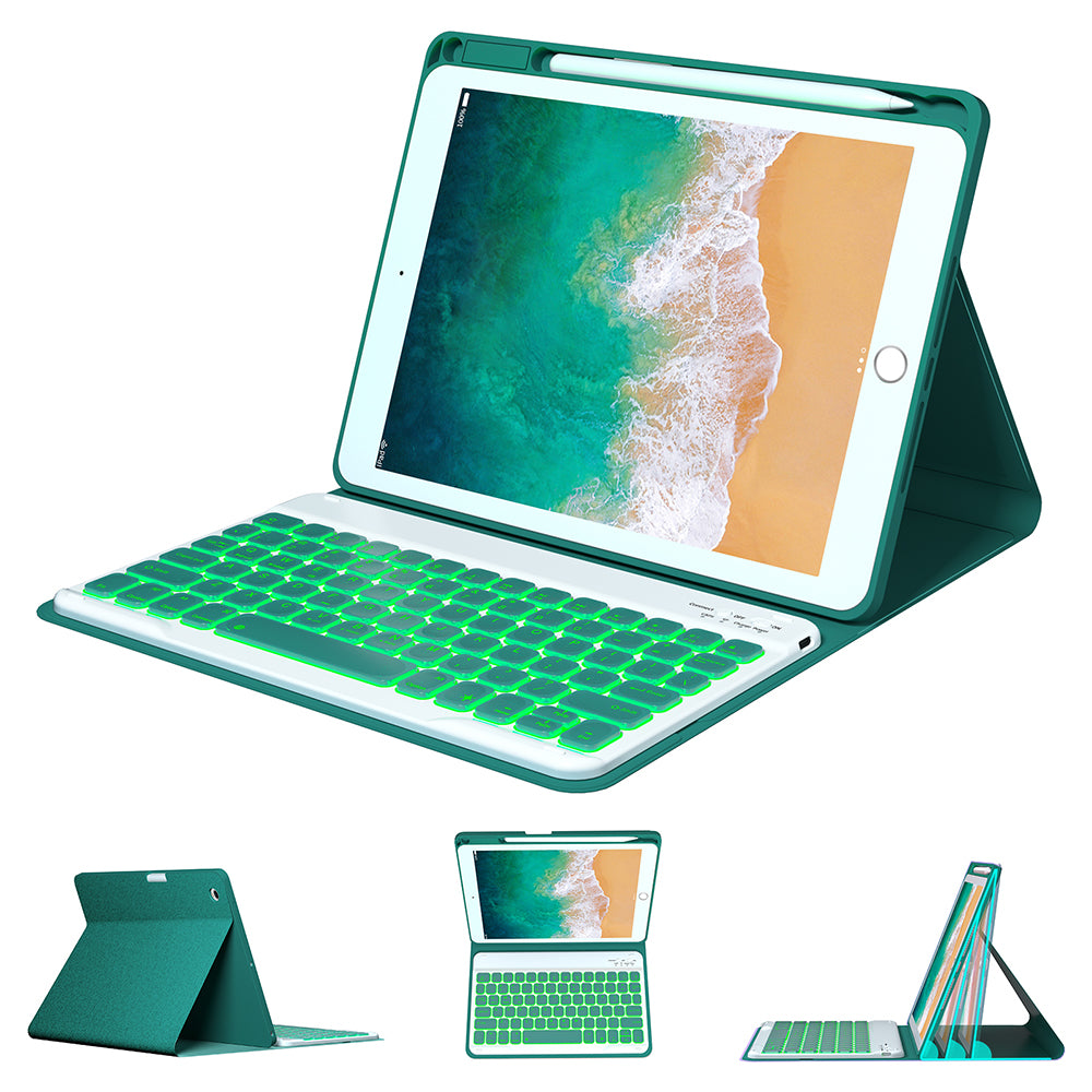 For iPad 9.7-inch (2017) / (2018) / iPad Air 2 Backlit Bluetooth Keyboard Tablet Leather Case