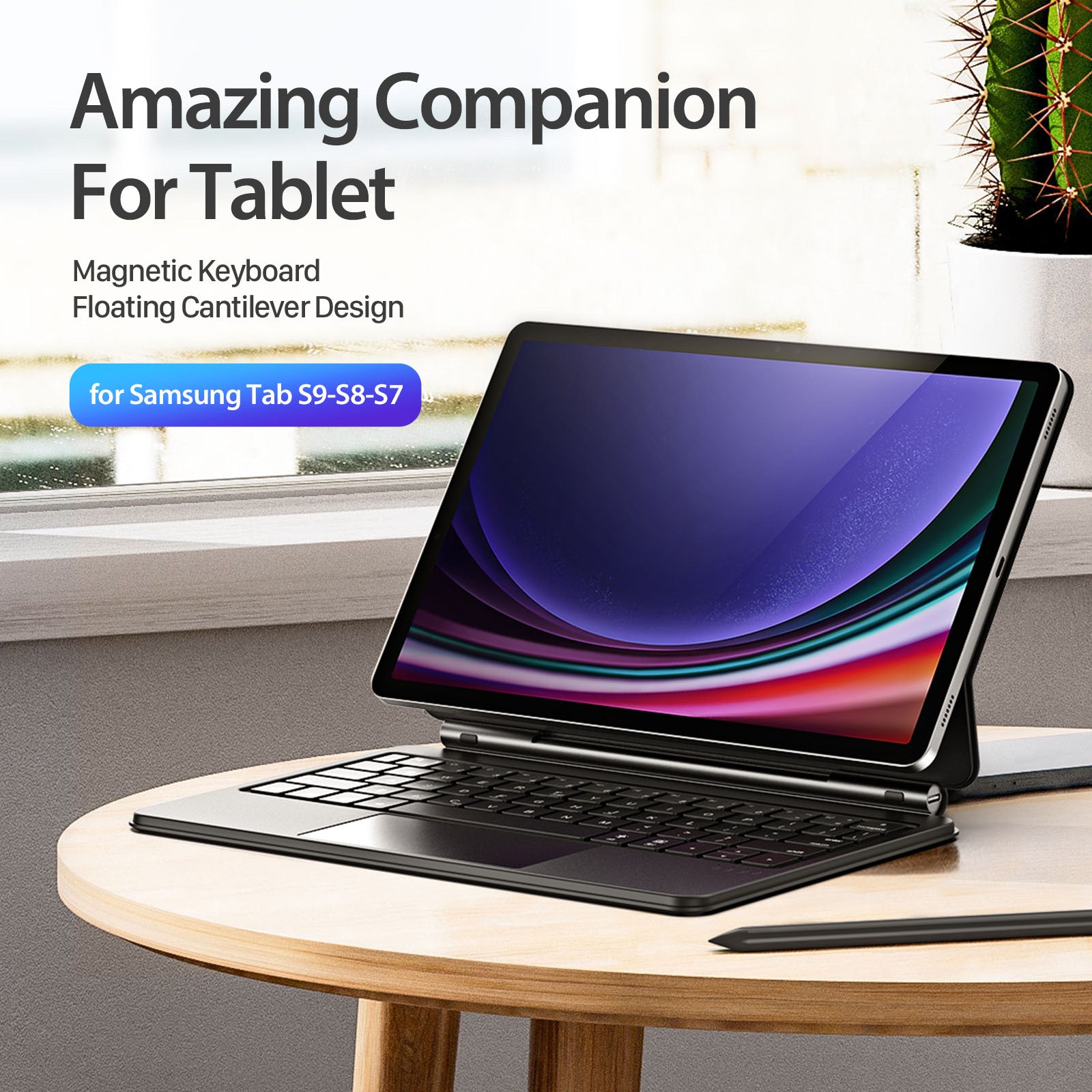DUX DUCIS For Samsung Galaxy Tab S9 / S8 / S7 Floating Magnetic Keyboard Leather Tablet Case