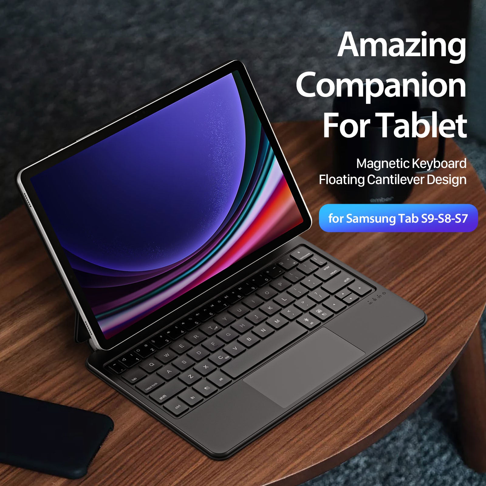 DUX DUCIS For Samsung Galaxy Tab S9 / S8 / S7 Floating Magnetic Keyboard Leather Tablet Case
