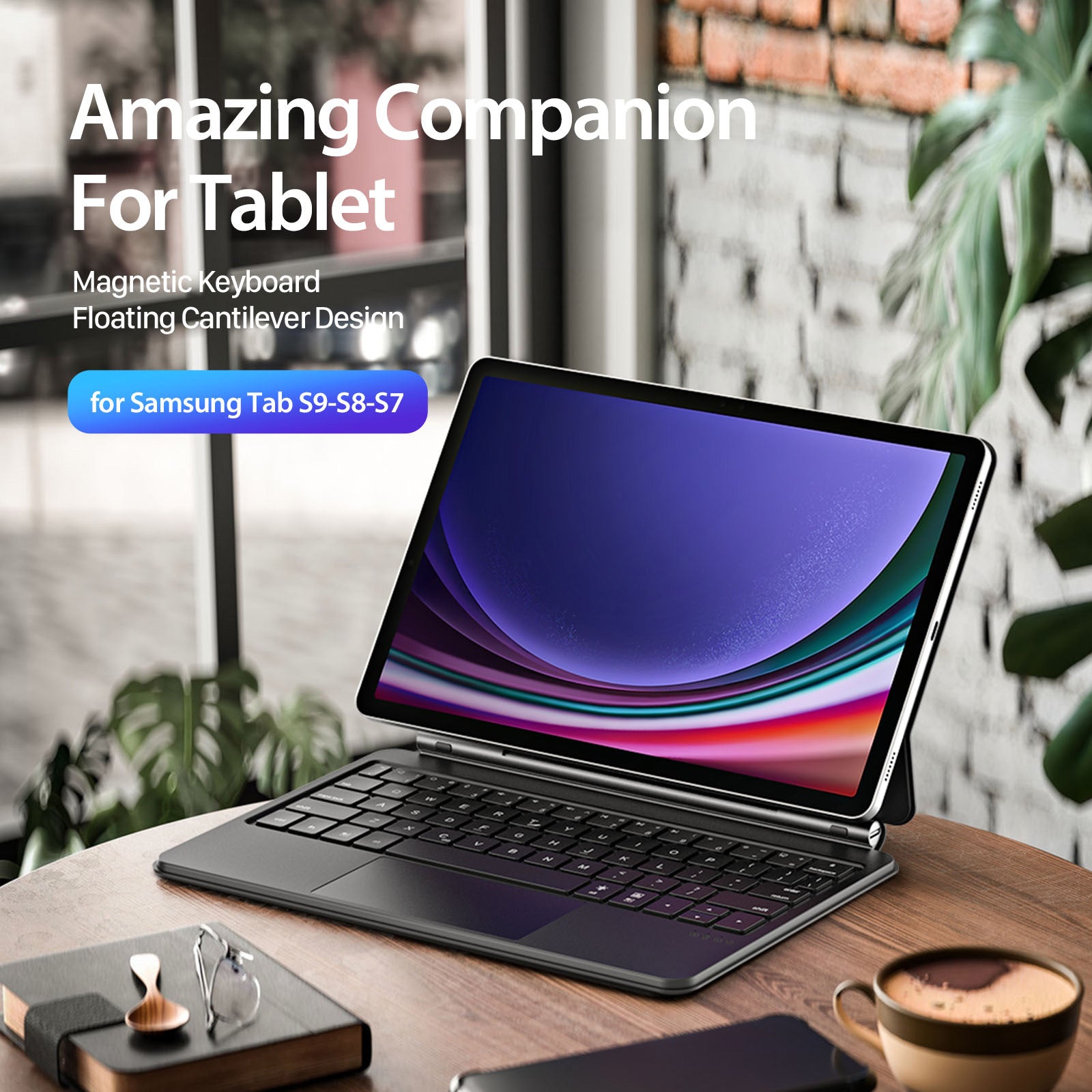 DUX DUCIS For Samsung Galaxy Tab S9 / S8 / S7 Floating Magnetic Keyboard Leather Tablet Case