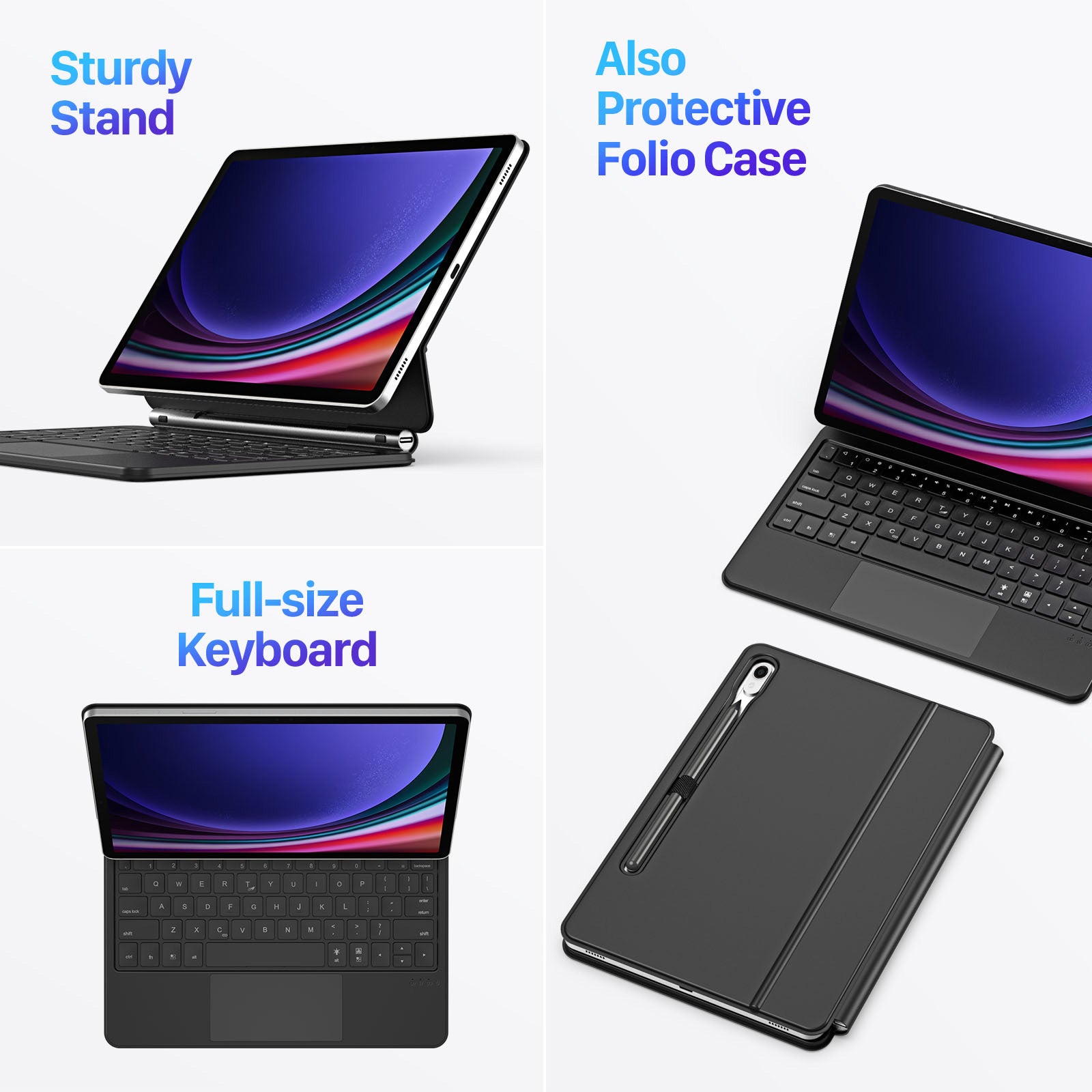 DUX DUCIS For Samsung Galaxy Tab S9 / S8 / S7 Floating Magnetic Keyboard Leather Tablet Case