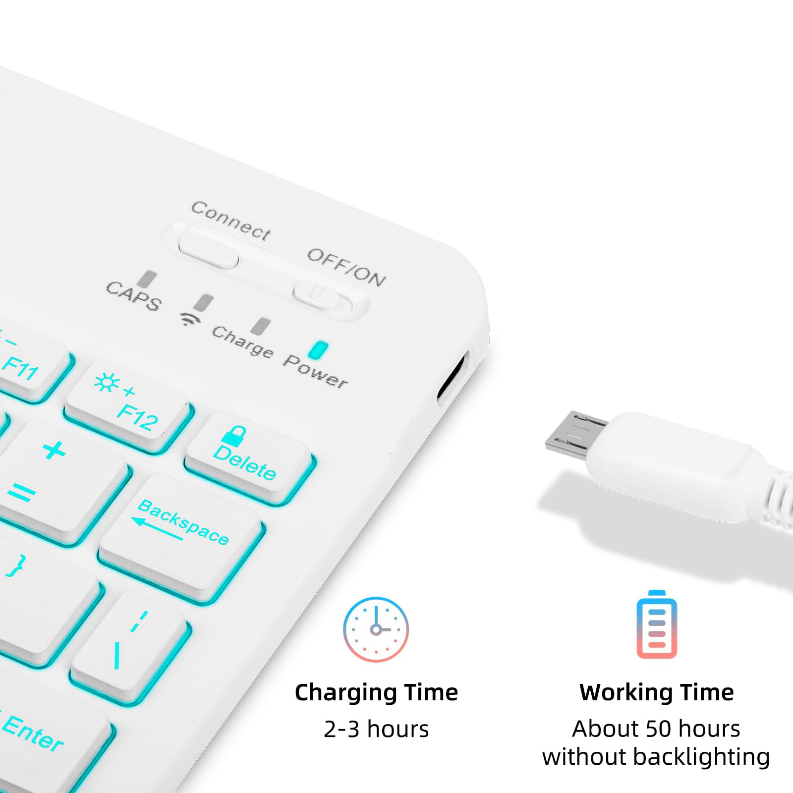 SK-A9+RGB For Samsung Galaxy Tab A9+ SM-X210 / X216 / X218 Leather Tablet Case with Detachable RGB Backlit Keyboard