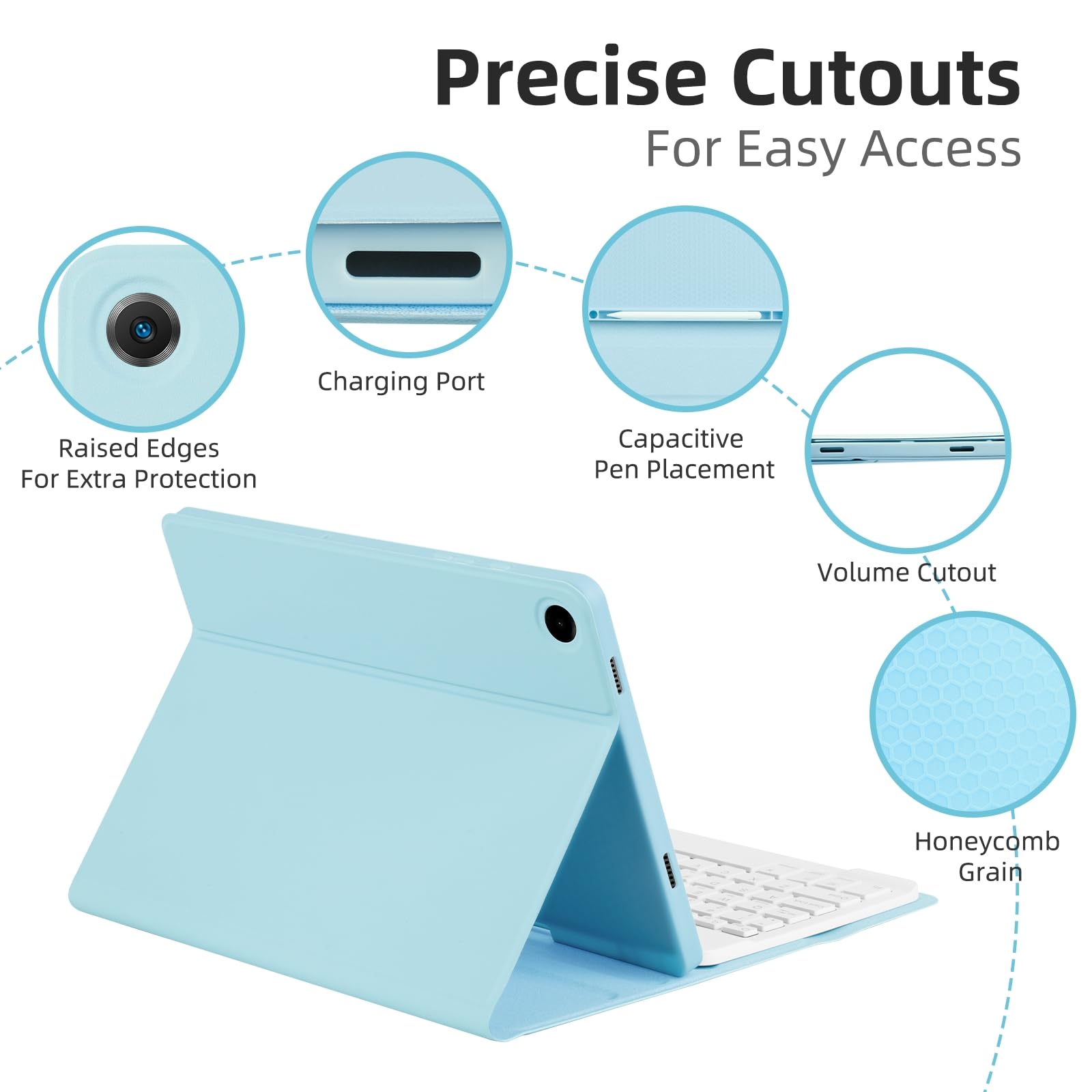 SK-A9+RGB For Samsung Galaxy Tab A9+ SM-X210 / X216 / X218 Leather Tablet Case with Detachable RGB Backlit Keyboard