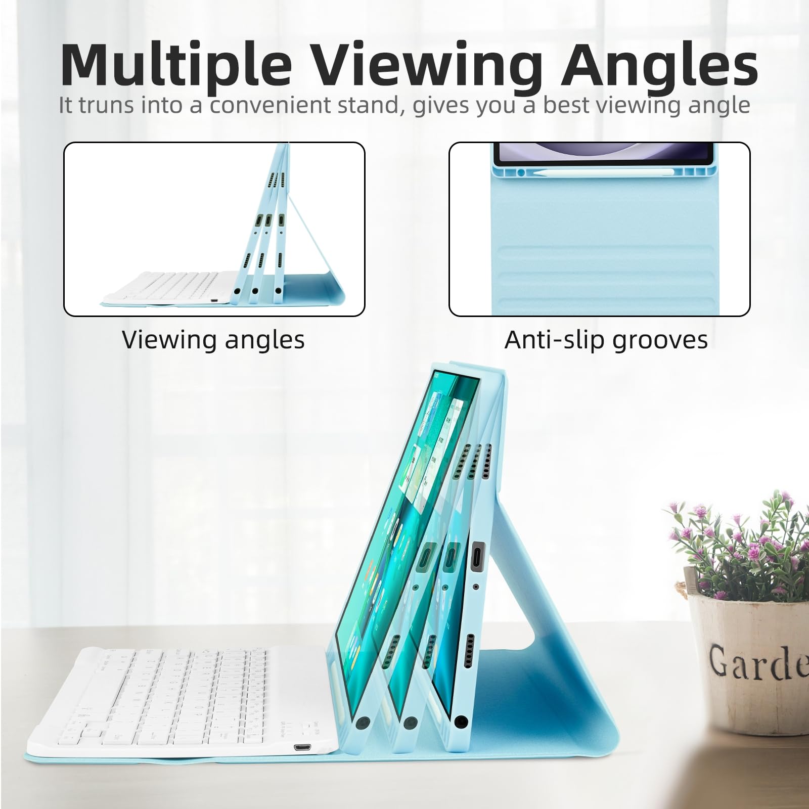 SK-A9+RGB For Samsung Galaxy Tab A9+ SM-X210 / X216 / X218 Leather Tablet Case with Detachable RGB Backlit Keyboard