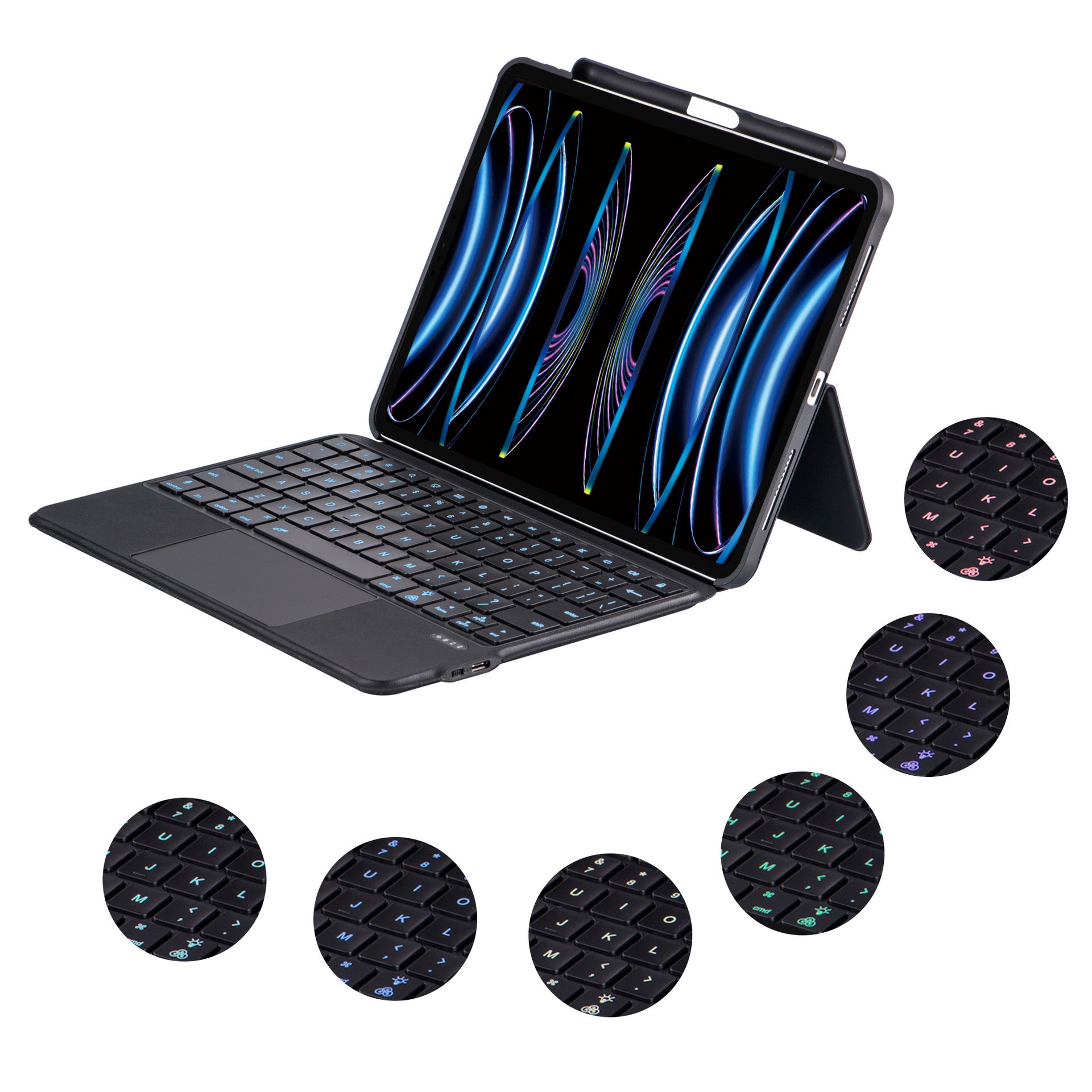 5206D-3B For iPad Air (2020) / (2022) / iPad Pro 11 (2018) / (2020) / (2021) / (2022) Super Thin Bluetooth Keyboard for Tablet