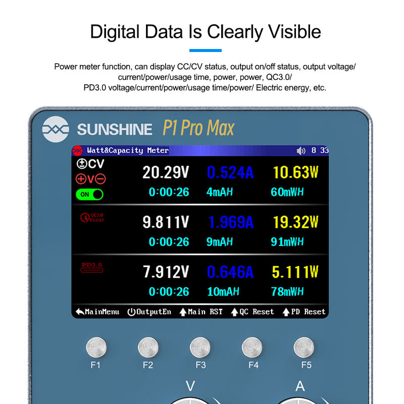 SUNSHINE P1 Pro Max Intelligent Regulated Power Supply Current Voltage Regulation Power Meter