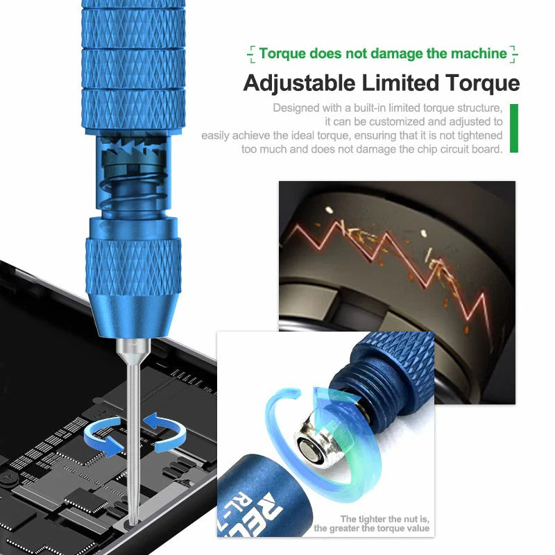RELIFE RL-725 6-in-1 Adjustable Torque Screwdriver Phone Tablet High Precision Screwdriver Tool