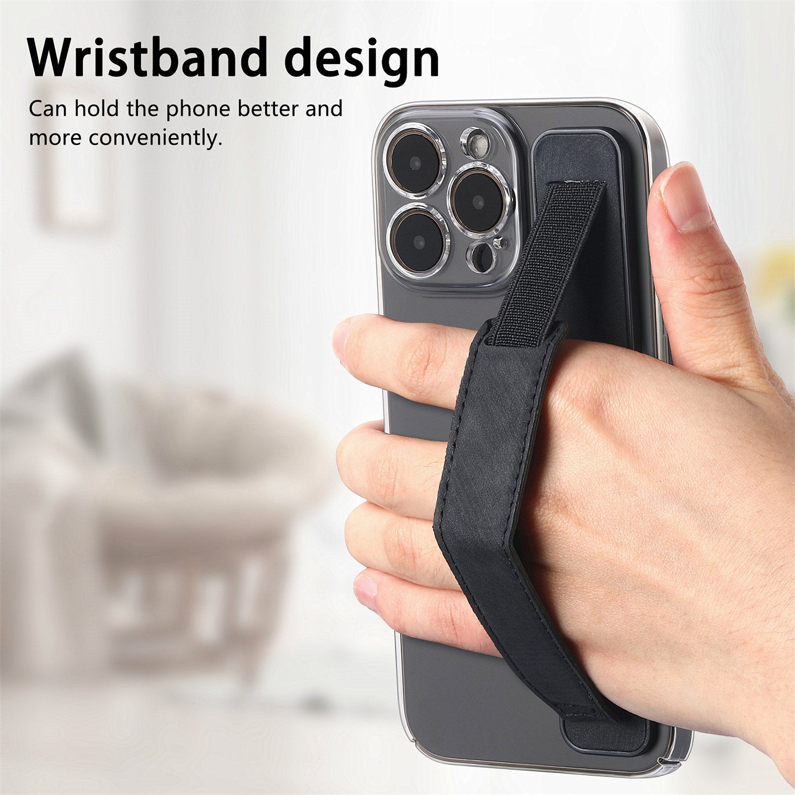 SP-03 Phone Finger Grip Holder with Kickstand Function Self-Adhesive Wristband