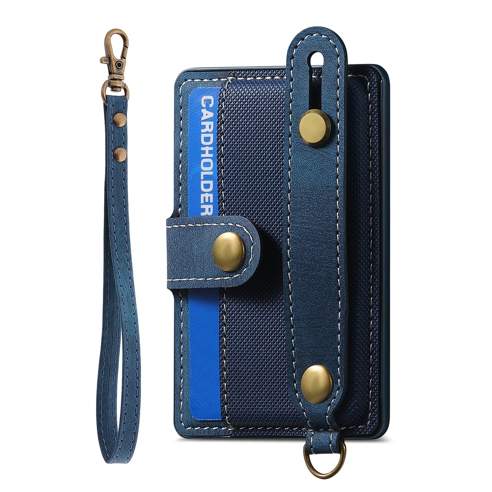 Cell Phone Card Holder Pouch Self-Adhesive Phone Kickstand with Wrist Strap