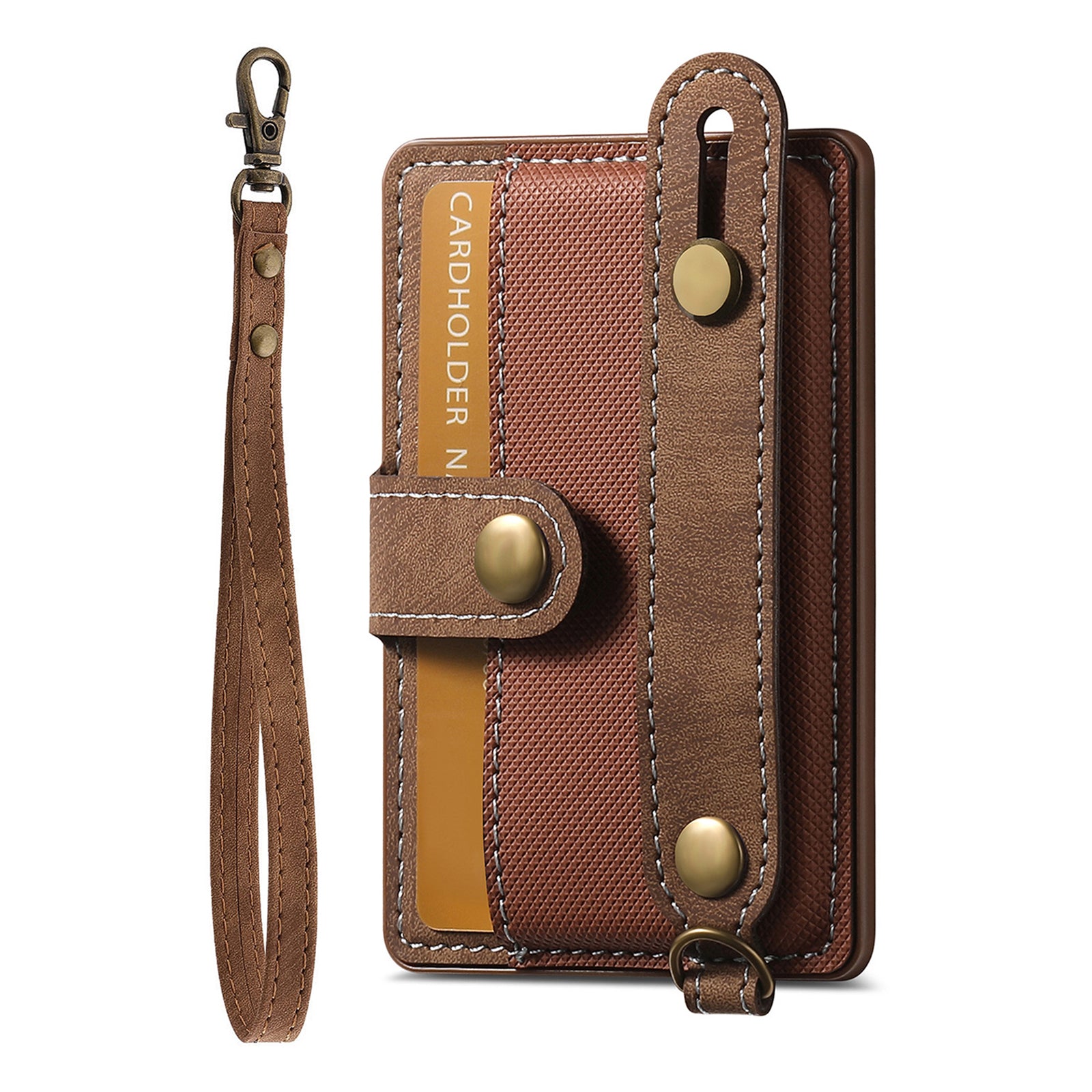 Cell Phone Card Holder Pouch Self-Adhesive Phone Kickstand with Wrist Strap