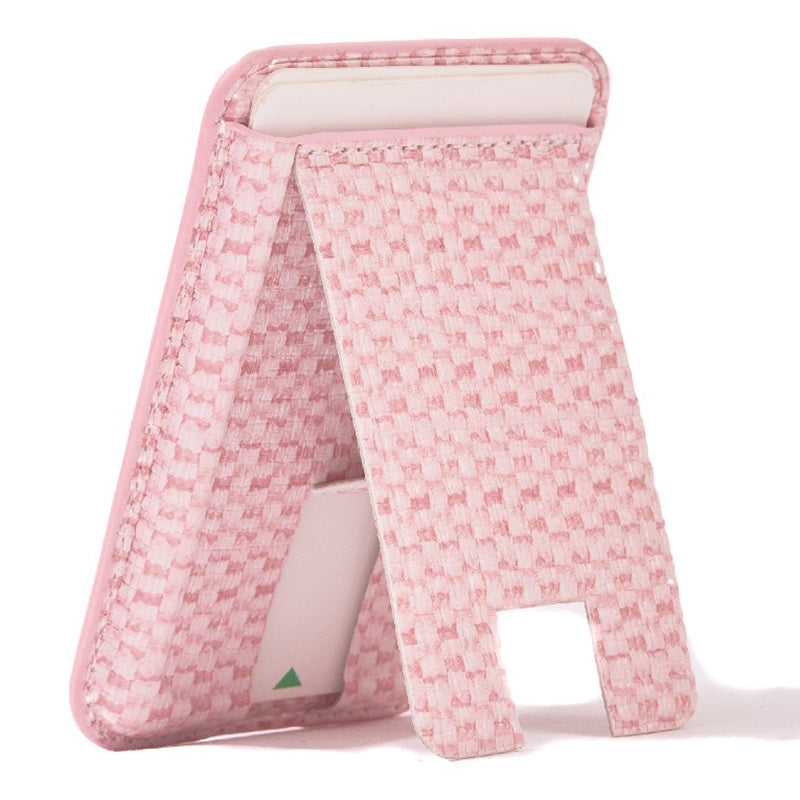 MRC048 Textured Folding Magnetic Kickstand for Smartphone Back Holder with Card Slot