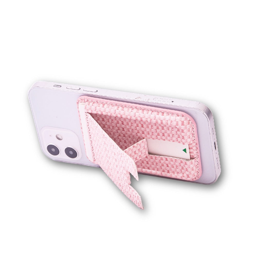 MRC048 Textured Folding Magnetic Kickstand for Smartphone Back Holder with Card Slot
