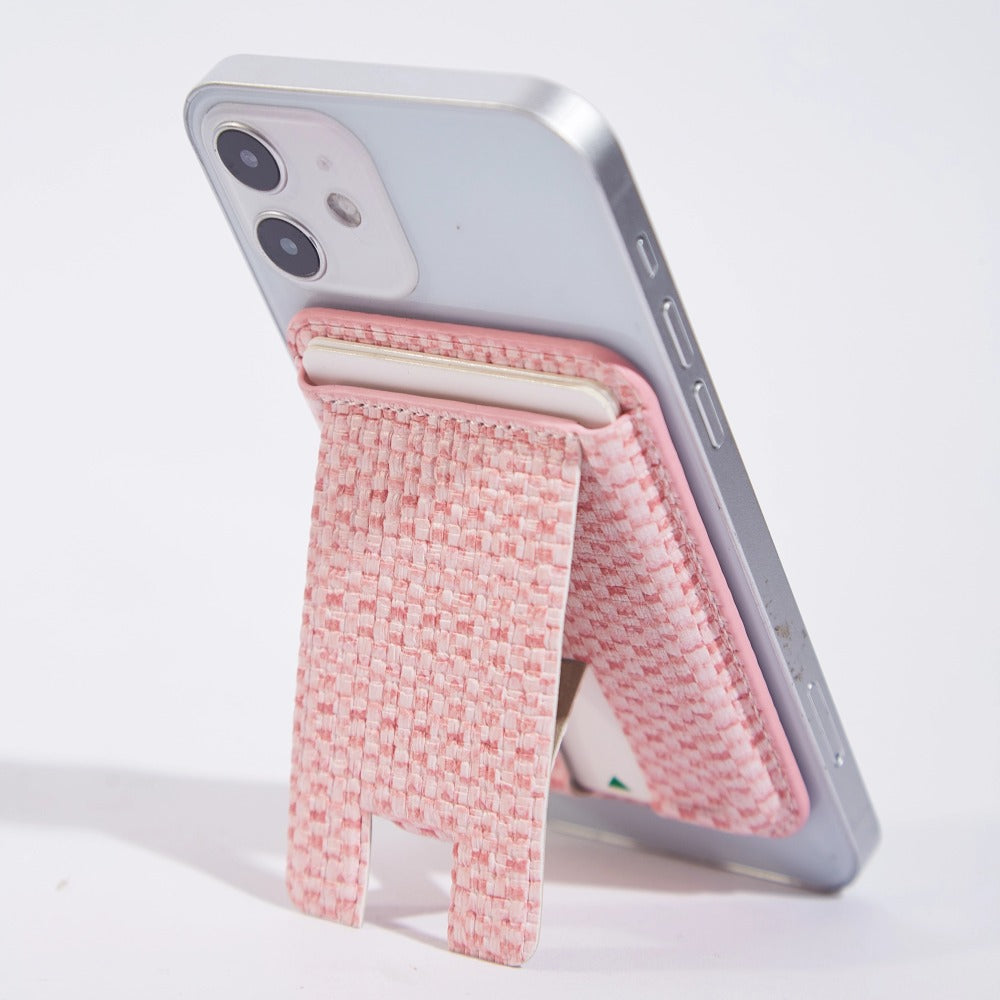 MRC048 Textured Folding Magnetic Kickstand for Smartphone Back Holder with Card Slot