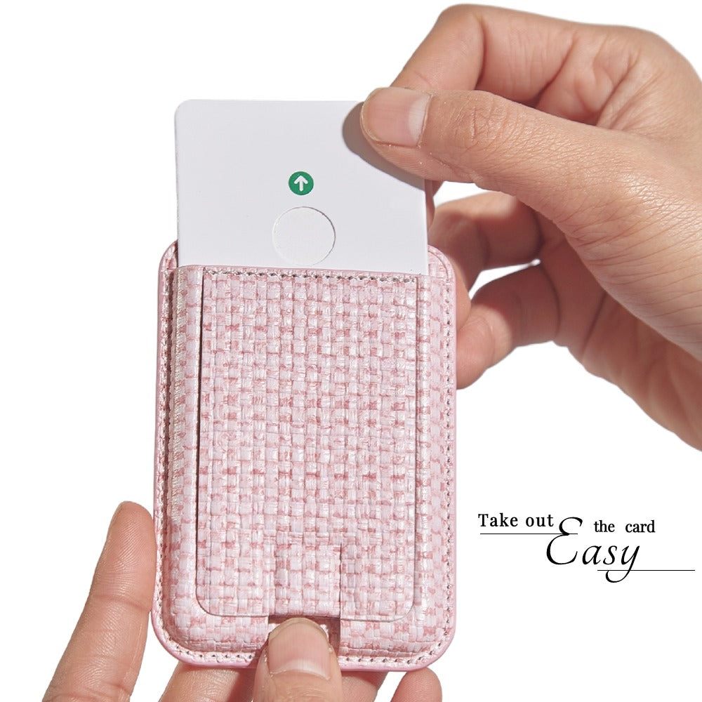 MRC048 Textured Folding Magnetic Kickstand for Smartphone Back Holder with Card Slot