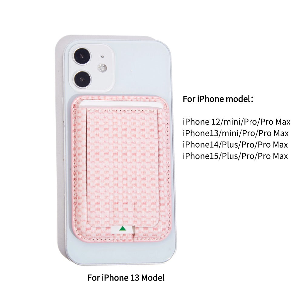 MRC048 Textured Folding Magnetic Kickstand for Smartphone Back Holder with Card Slot