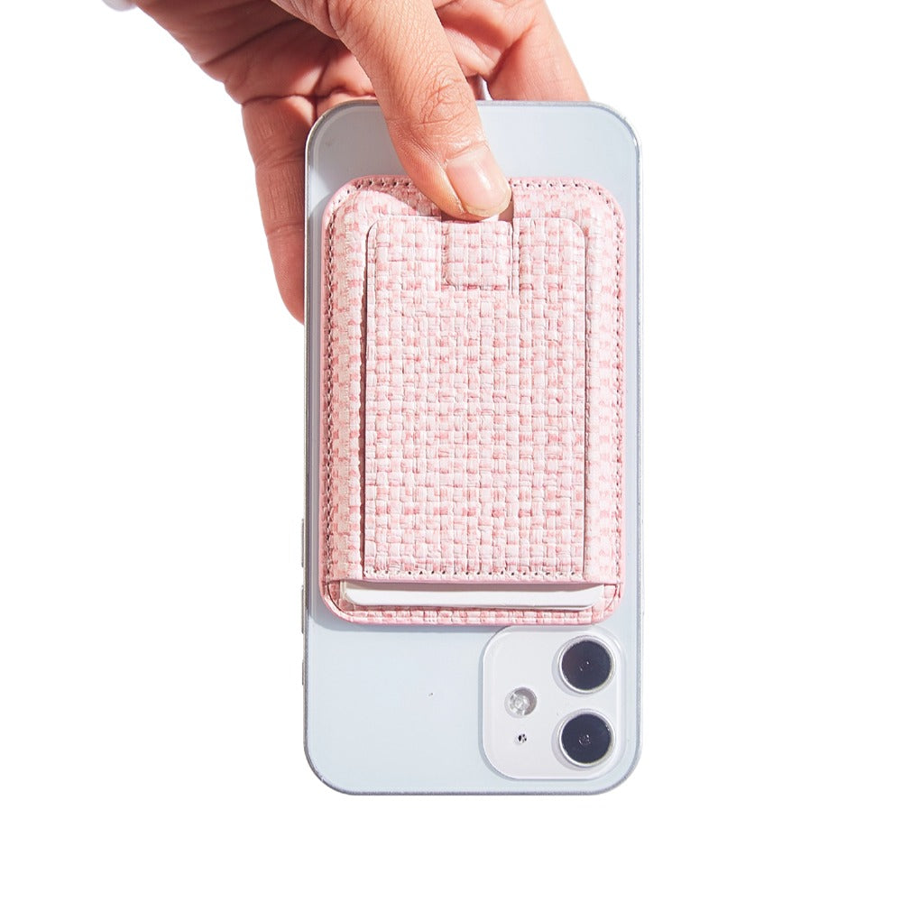 MRC048 Textured Folding Magnetic Kickstand for Smartphone Back Holder with Card Slot