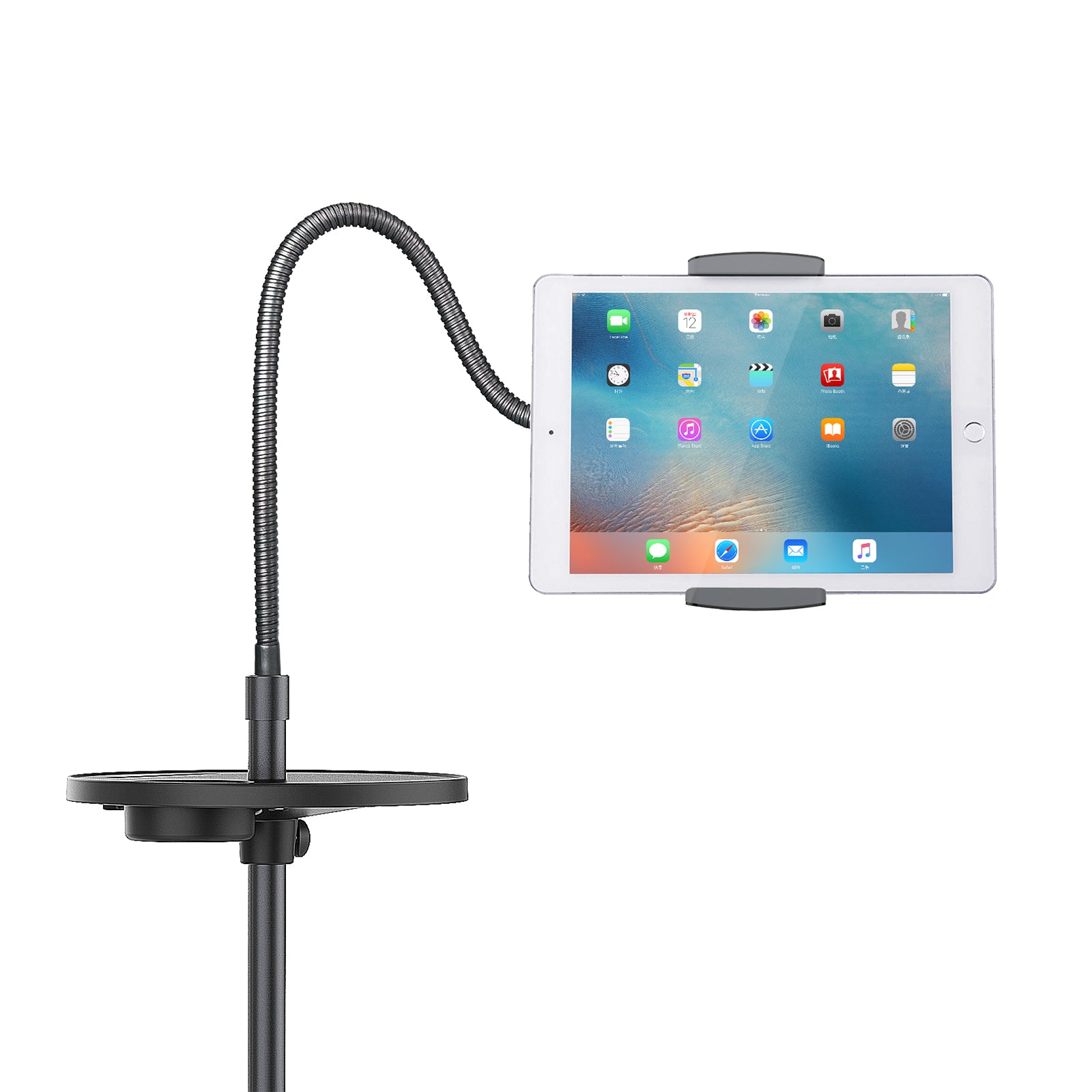 UP-9ST Phone Tablet Holder for iPhone 16 / 16 Ultra / 16 Pro / 16 Pro Max Floor Stand Aluminum Alloy+ABS Angle Adjustable Lazy Phone Bracket