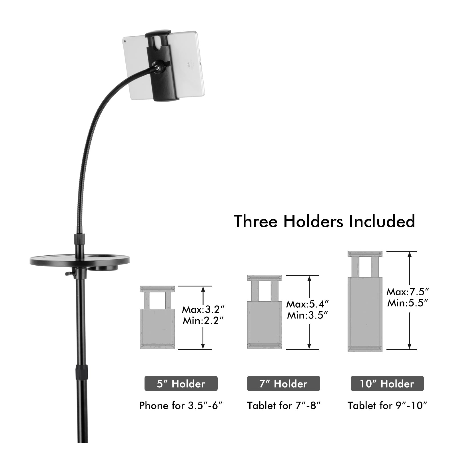 UP-9ST Phone Tablet Holder for iPhone 16 / 16 Ultra / 16 Pro / 16 Pro Max Floor Stand Aluminum Alloy+ABS Angle Adjustable Lazy Phone Bracket