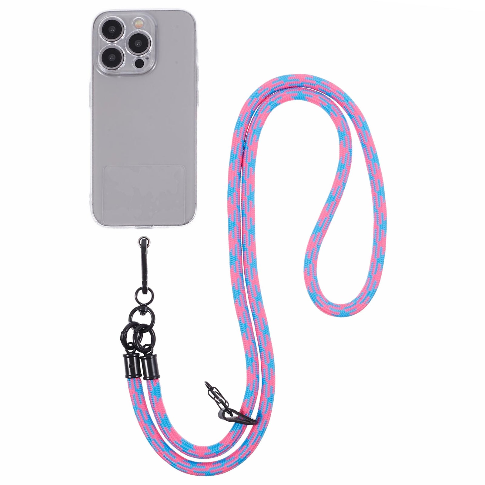Cell Phone Strap 8mm Thickness Anti-Theft Adjustable Nylon Neck Lanyard with Clear Patch