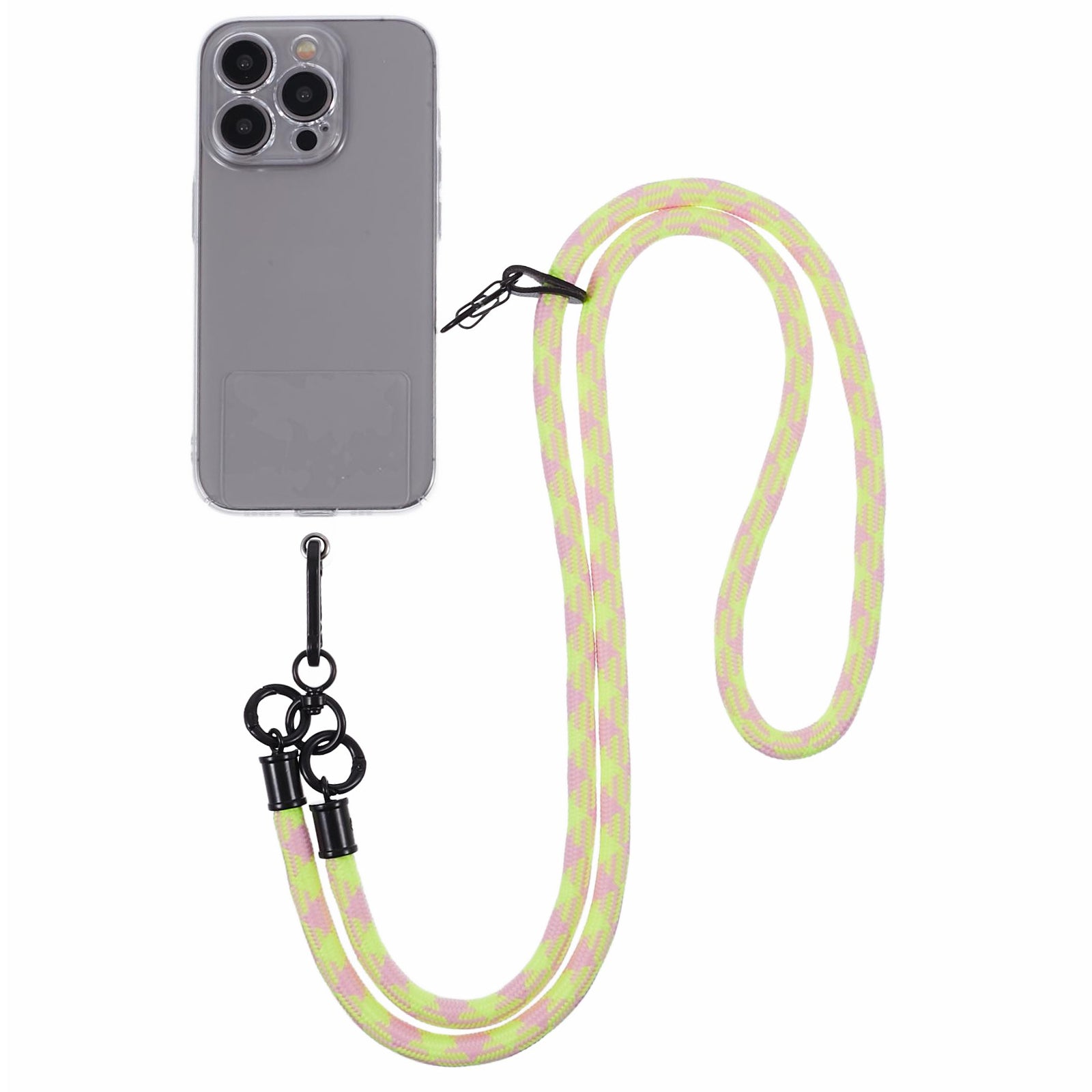 Cell Phone Strap 8mm Thickness Anti-Theft Adjustable Nylon Neck Lanyard with Clear Patch