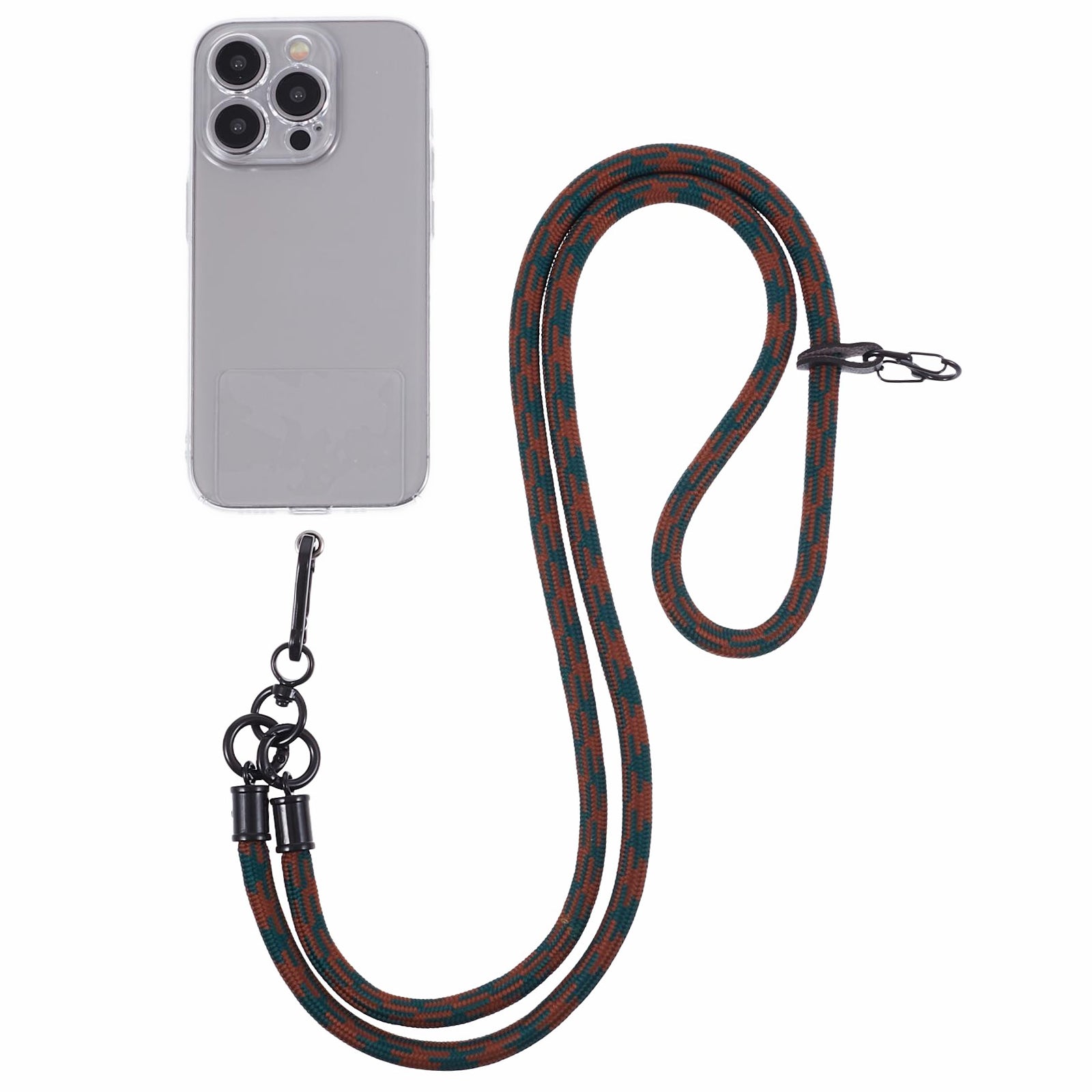 Cell Phone Strap 8mm Thickness Anti-Theft Adjustable Nylon Neck Lanyard with Clear Patch