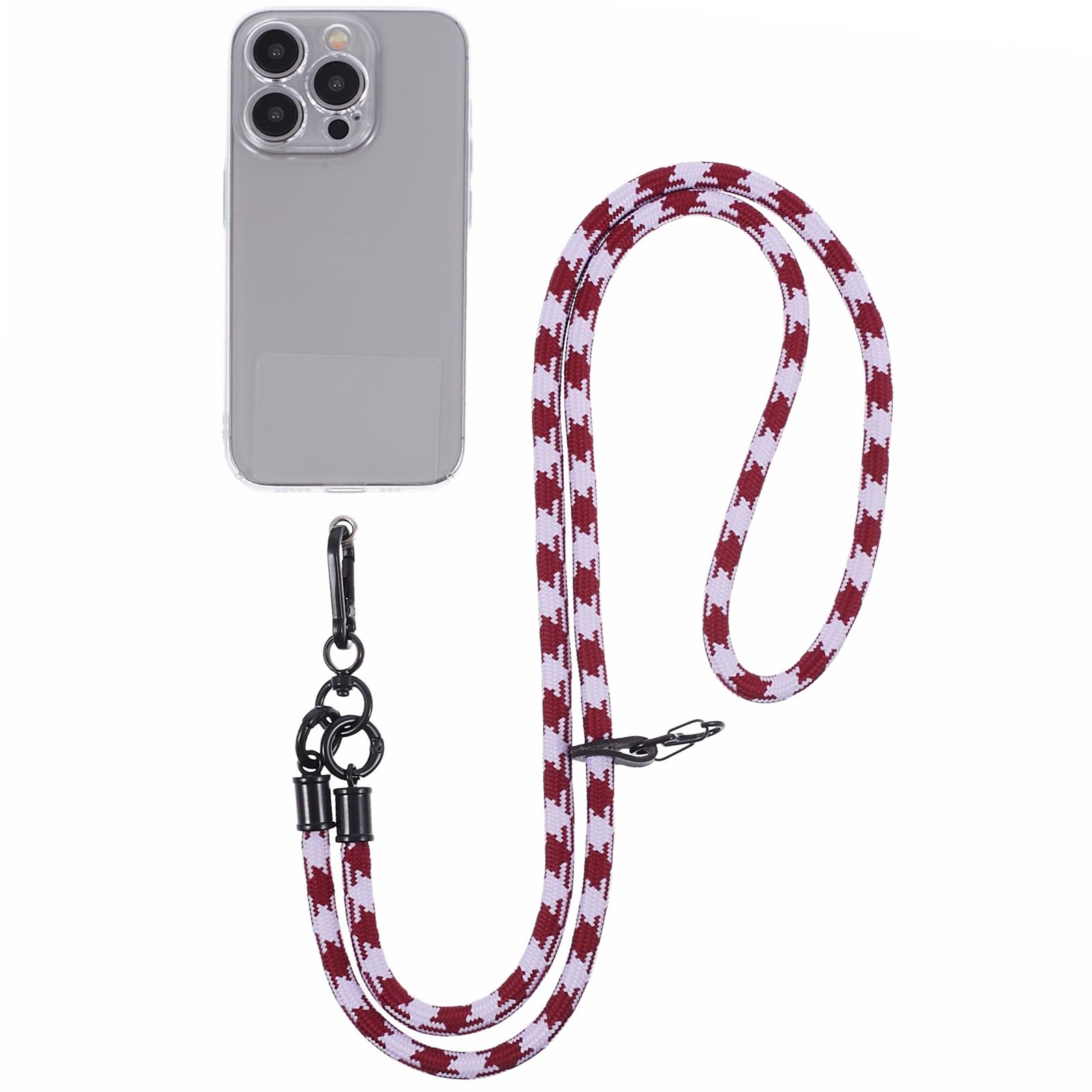 Cell Phone Strap 8mm Thickness Anti-Theft Adjustable Nylon Neck Lanyard with Clear Patch