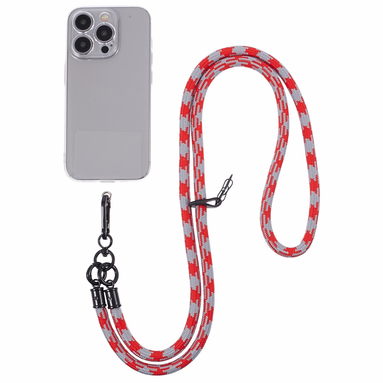 Cell Phone Strap 8mm Thickness Anti-Theft Adjustable Nylon Neck Lanyard with Clear Patch