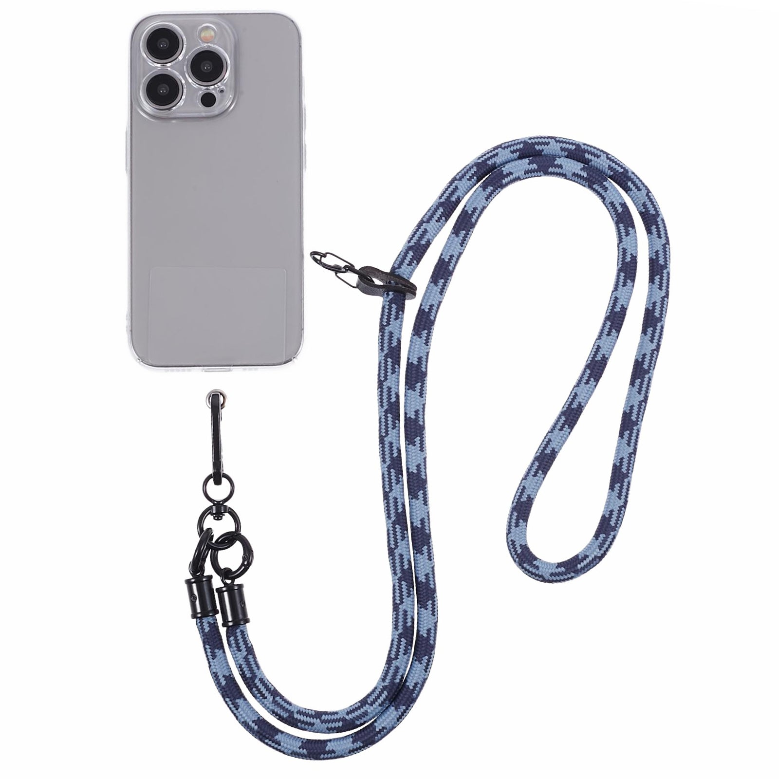 Cell Phone Strap 8mm Thickness Anti-Theft Adjustable Nylon Neck Lanyard with Clear Patch