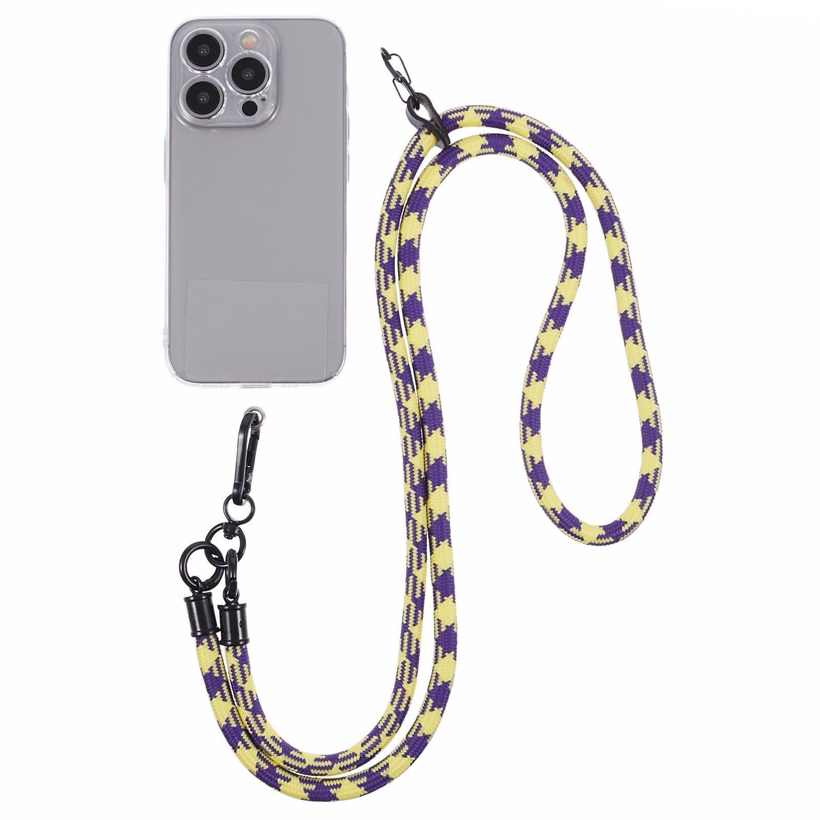 Cell Phone Strap 8mm Thickness Anti-Theft Adjustable Nylon Neck Lanyard with Clear Patch