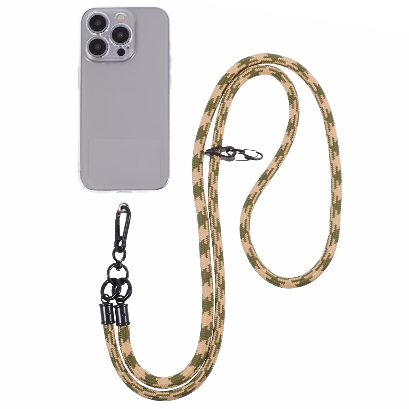 Cell Phone Strap 8mm Thickness Anti-Theft Adjustable Nylon Neck Lanyard with Clear Patch