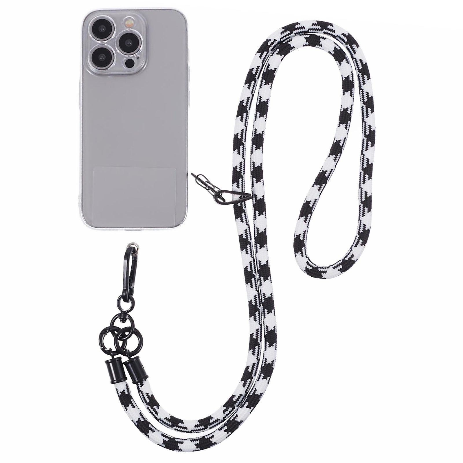 Cell Phone Strap 8mm Thickness Anti-Theft Adjustable Nylon Neck Lanyard with Clear Patch