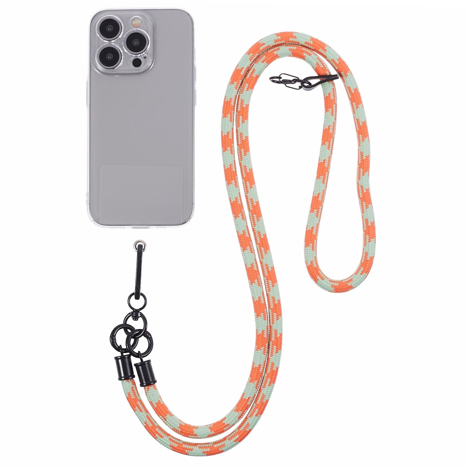 Cell Phone Strap 8mm Thickness Anti-Theft Adjustable Nylon Neck Lanyard with Clear Patch