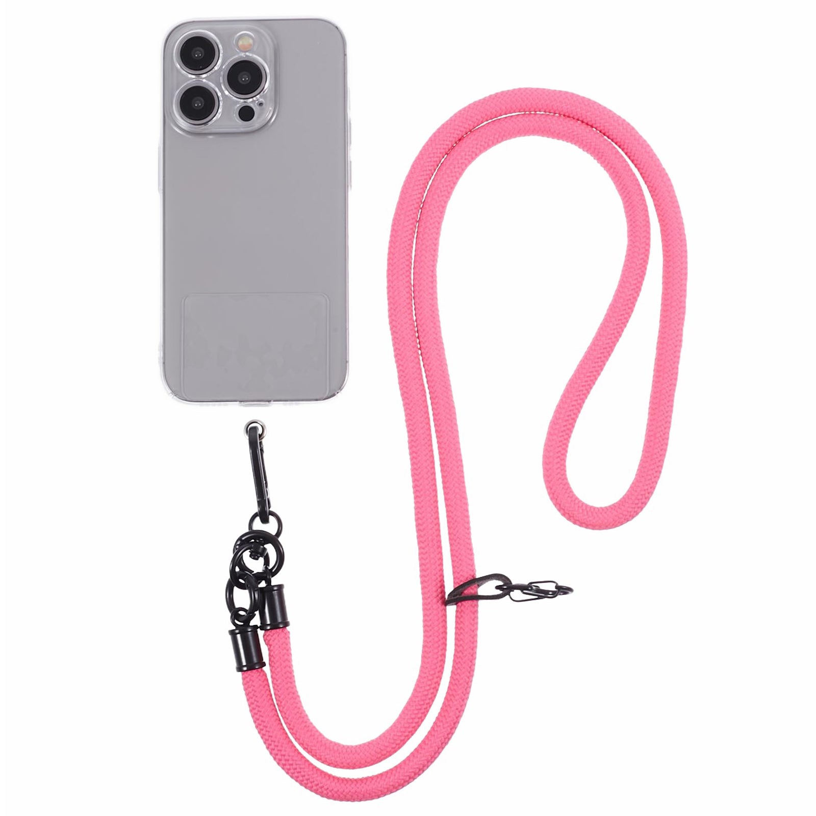 Style A Solid Color Phone Strap 10mm Crossbody Nylon Phone Charm with Clear Patch