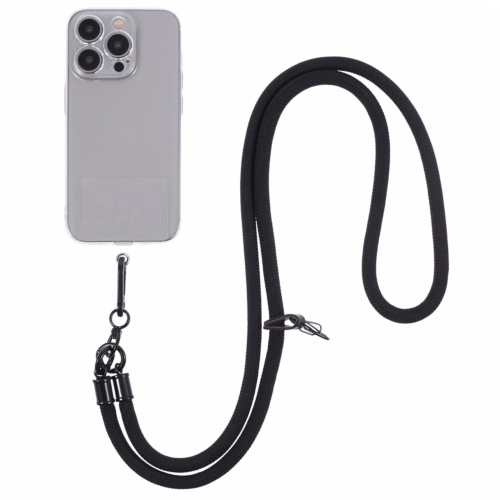 Style A Solid Color Phone Strap 10mm Crossbody Nylon Phone Charm with Clear Patch