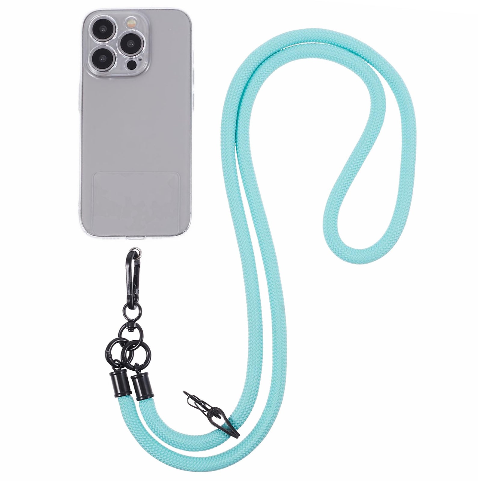 Style A Solid Color Phone Strap 10mm Crossbody Nylon Phone Charm with Clear Patch