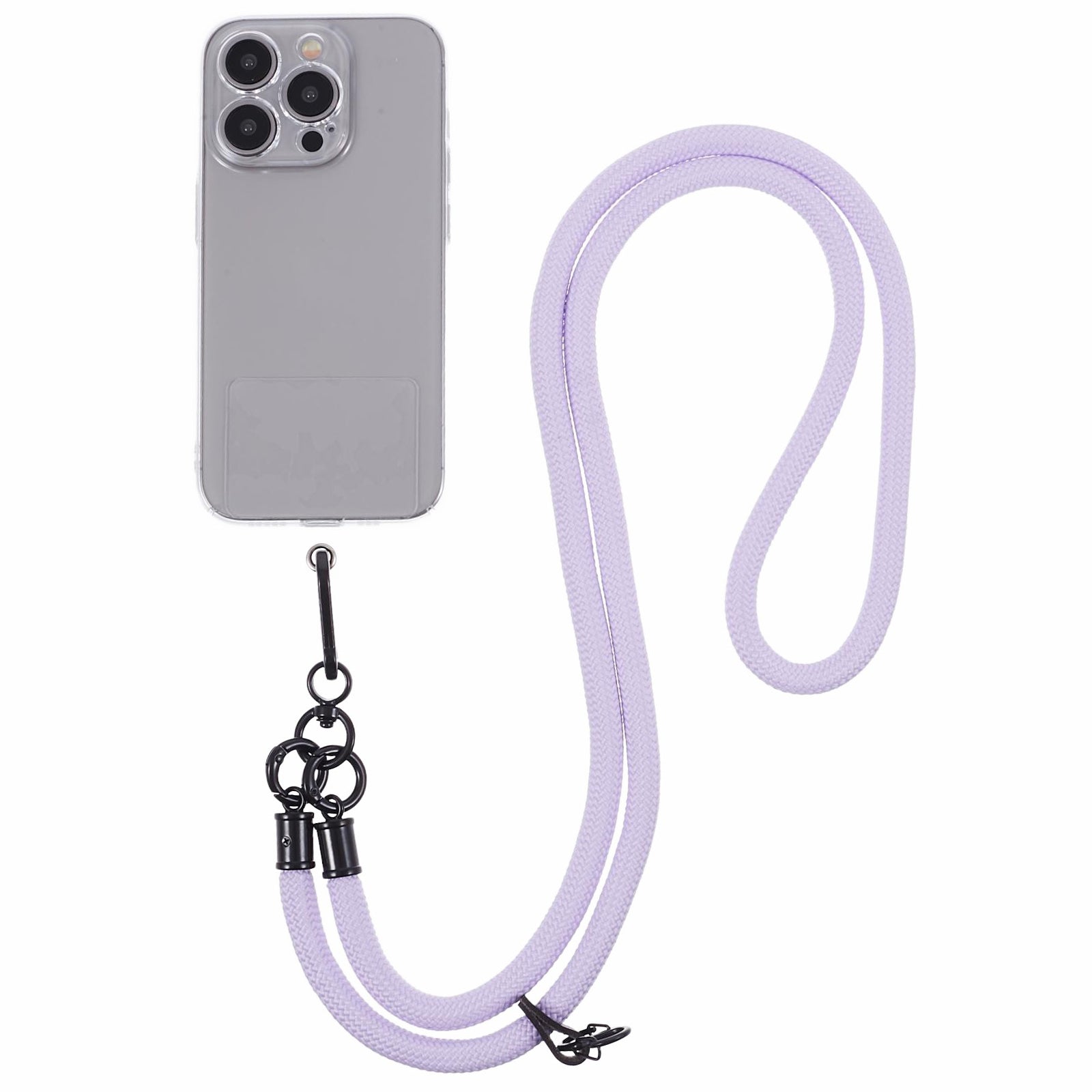 Style A Solid Color Phone Strap 10mm Crossbody Nylon Phone Charm with Clear Patch