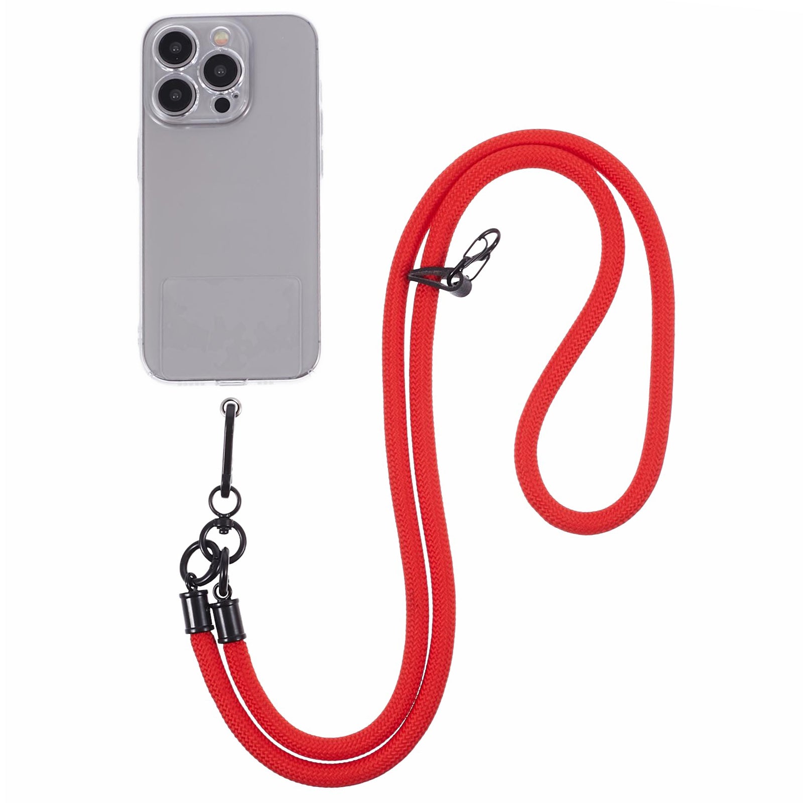 Style A Solid Color Phone Strap 10mm Crossbody Nylon Phone Charm with Clear Patch