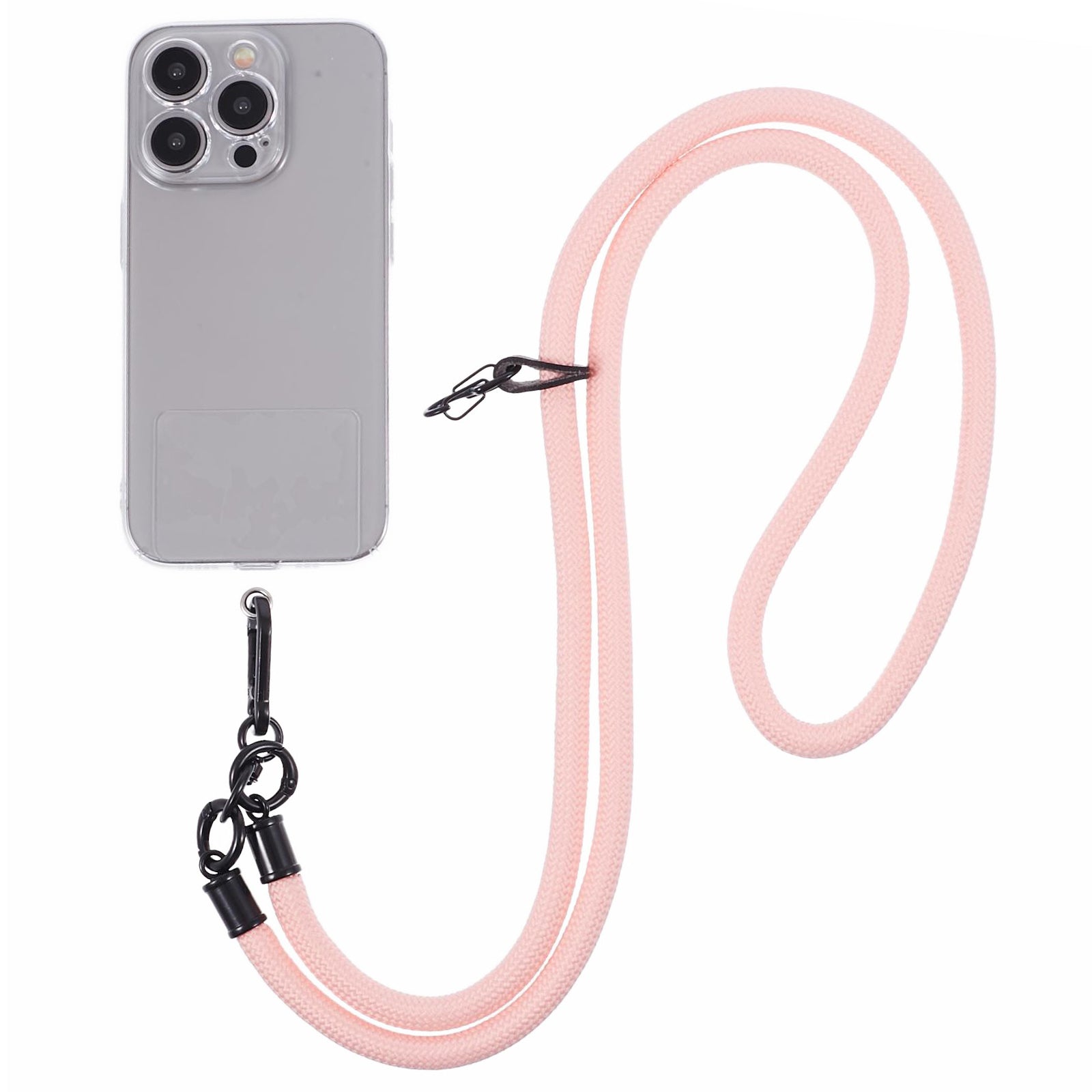 Style A Solid Color Phone Strap 10mm Crossbody Nylon Phone Charm with Clear Patch