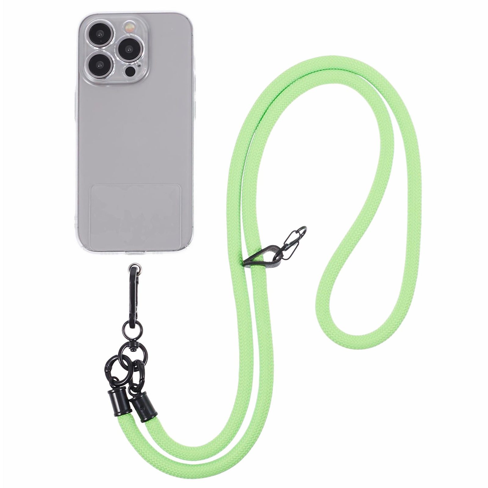 Style A Solid Color Phone Strap 10mm Crossbody Nylon Phone Charm with Clear Patch