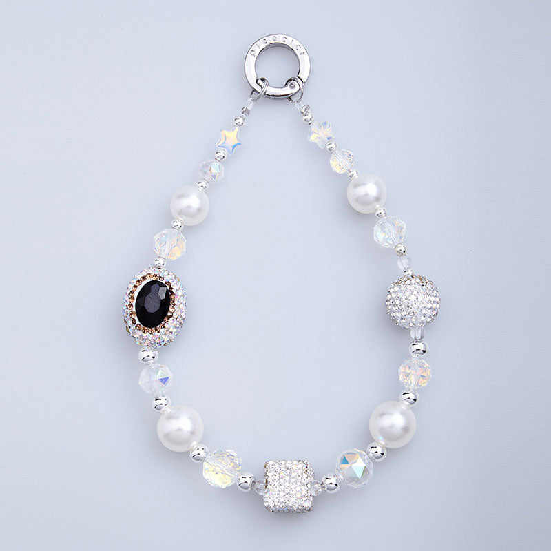 PICOCICI Mobile Phone Charm Strap Rhinestones Pearls Beads Phone Wrist Strap Lanyard