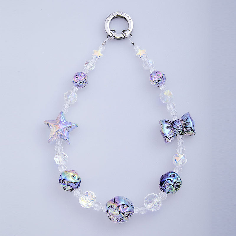PICOCICI Phone Carrying Strap Star Bowknot Decor Crystal Clear Beads Wrist Band