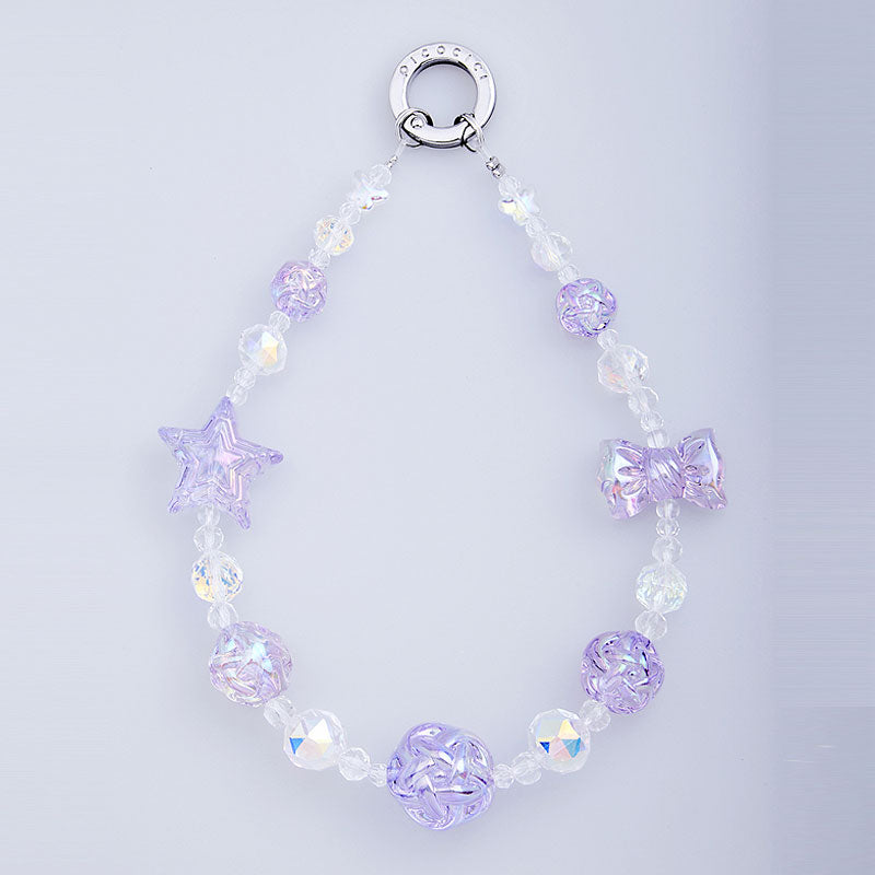 PICOCICI Phone Carrying Strap Star Bowknot Decor Crystal Clear Beads Wrist Band