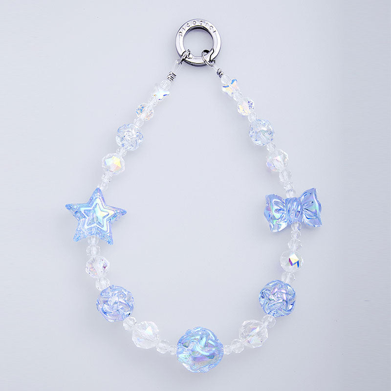 PICOCICI Phone Carrying Strap Star Bowknot Decor Crystal Clear Beads Wrist Band