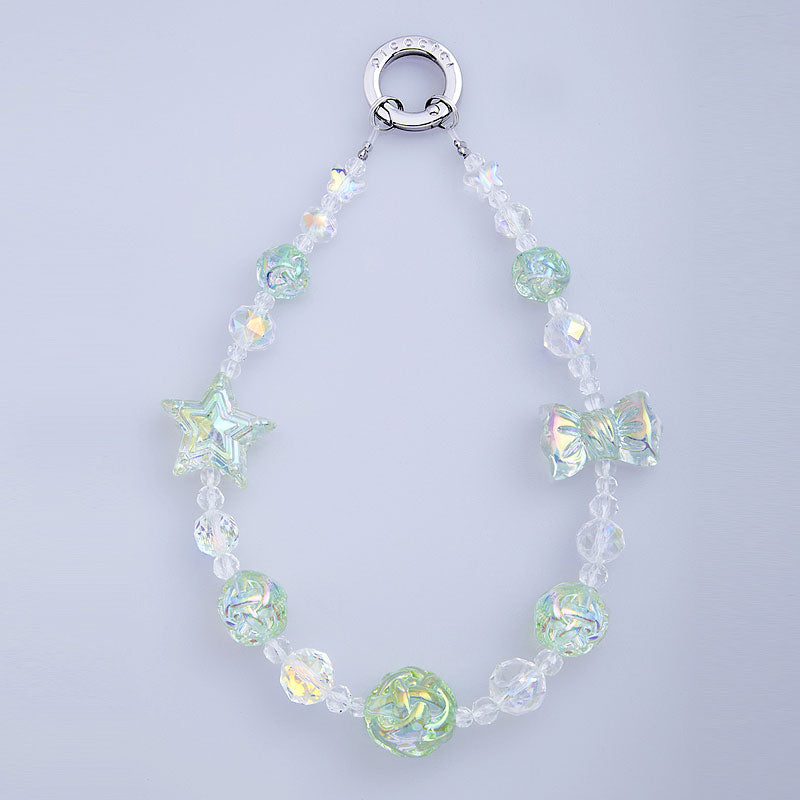 PICOCICI Phone Carrying Strap Star Bowknot Decor Crystal Clear Beads Wrist Band