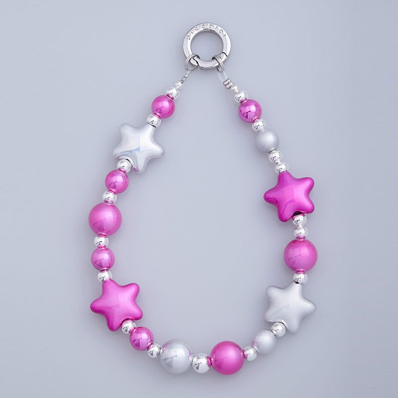 PICOCICI Fashion Star Bulb Design Mobile Phone Chain Lanyard Beaded Wrist Strap
