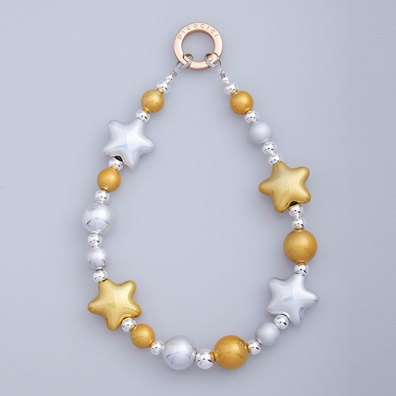 PICOCICI Fashion Star Bulb Design Mobile Phone Chain Lanyard Beaded Wrist Strap