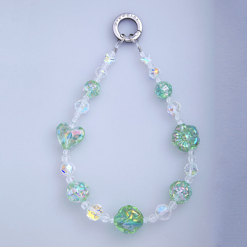 PICOCICI Crystal Clear Beads Phone Carrying Strap Heart Flower Decor Wrist Band