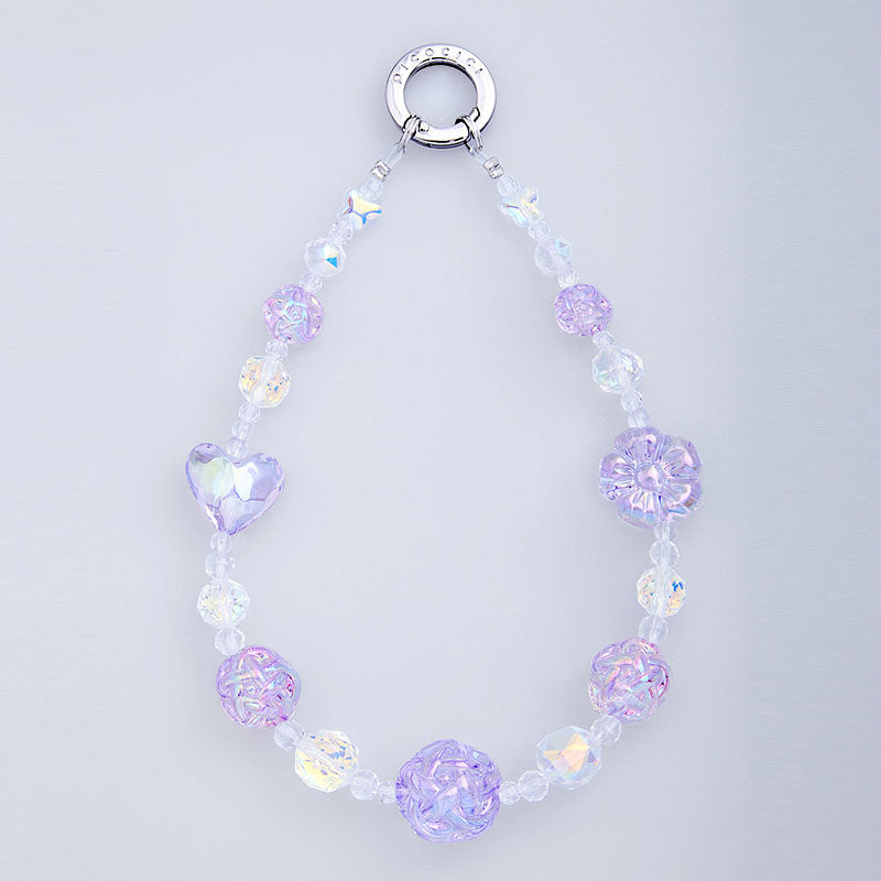 PICOCICI Crystal Clear Beads Phone Carrying Strap Heart Flower Decor Wrist Band