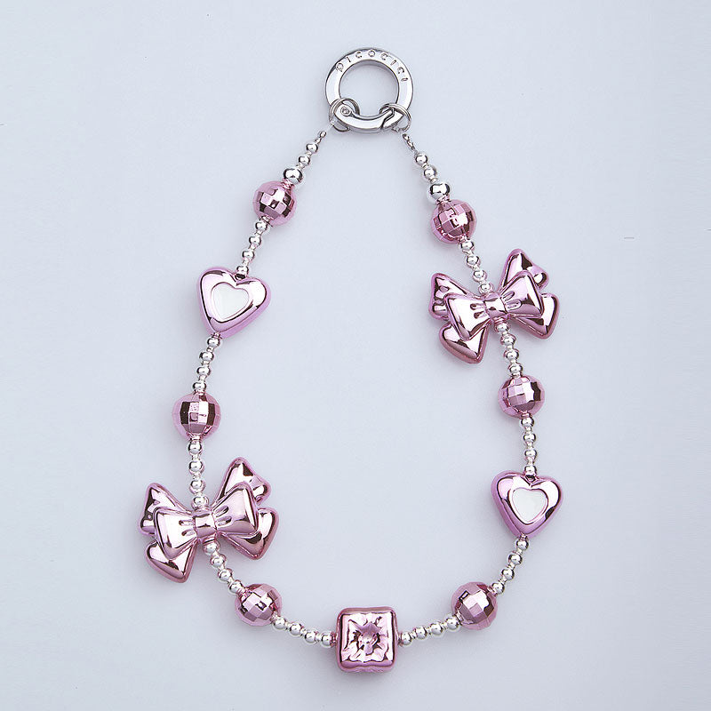 PICOCICI Bowknot Pearl Bead Phone Carrying Strap Wrist Band Lanyard