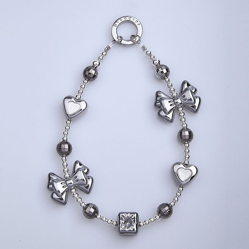 PICOCICI Bowknot Pearl Bead Phone Carrying Strap Wrist Band Lanyard